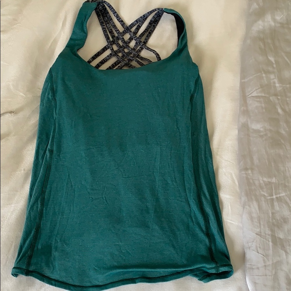 Lululemon Green Cutout Workout Top
